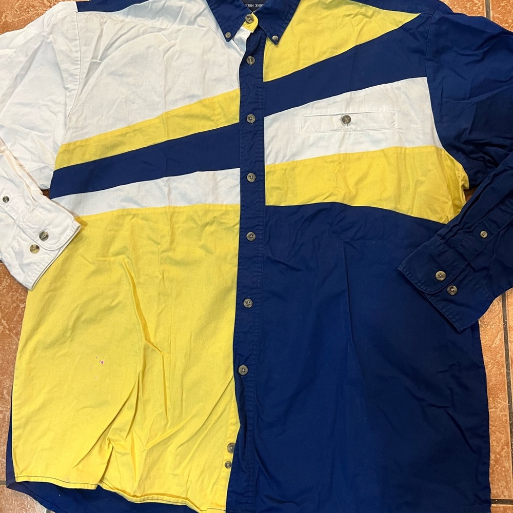 RARE Colors Vintage Wrangler Mens Western Striped Shirt Size XL USA Cowboy Cut